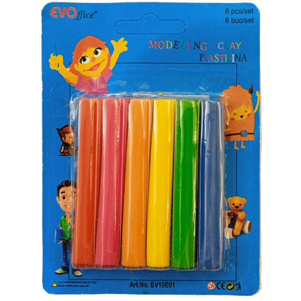 Plastilina 6 culori/set, 80 gr EVOffice