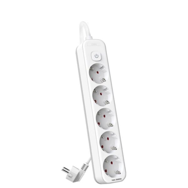 Prelungitor 1.8m, 5 prize protectie copii + intrerupator Deli