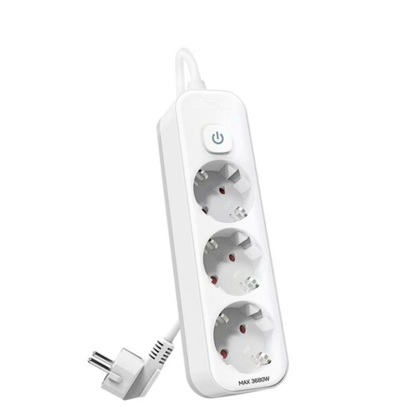 Prelungitor 5m, 3 prize protectie copii + intrerupator Deli