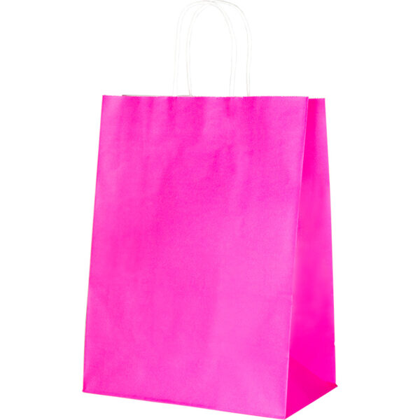 Punga din carton 150gr kraft 25*33*12 cm -roz neon