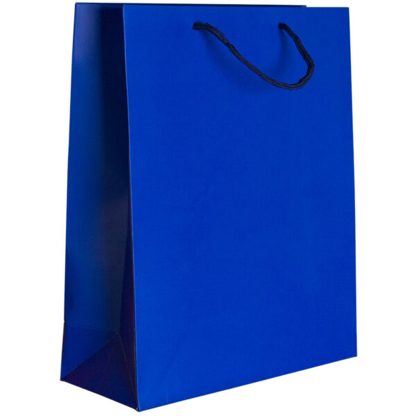 Punga din carton 210gr plastifiat mat 26*32*11 cm - albastru