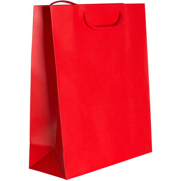 Punga din carton 210gr plastifiat mat 26*32*11 cm - rosu