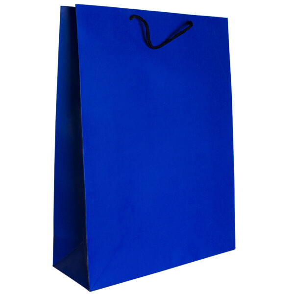 Punga din carton 210gr plastifiat mat 31x42x12 cm - albastru