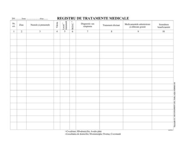 Registru tratamente A4