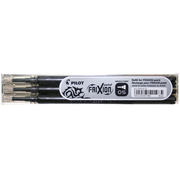 Rezerva roller cerneala 0.5mm 3buc/set Frixion Pilot negru