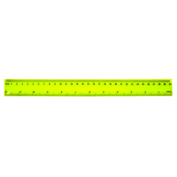 Rigla plastic color mat  30 cm - galben