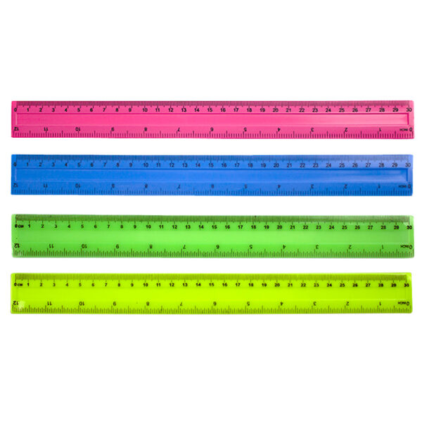 Rigla plastic color mat  30 cm - rosu