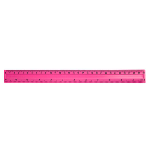 Rigla plastic color mat, 30 cm - roz