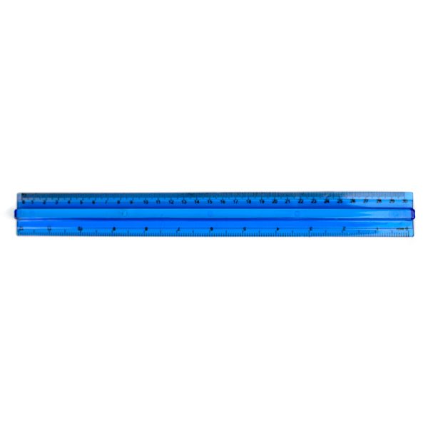 Rigla plastic transparent color cu maner 30cm