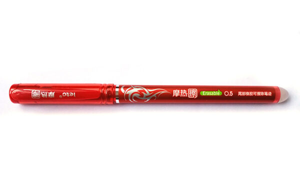 Roller cu cerneala prevazut cu radiera de stergere, grip si accesorii metalice No.2518 rosu