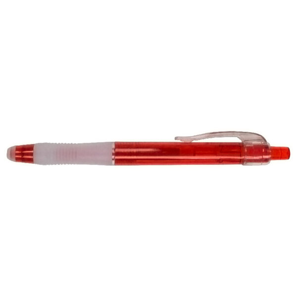 Roller cu cerneala prevazut cu radiera de stergere,grip si clip din plastic EVOffice-rosu
