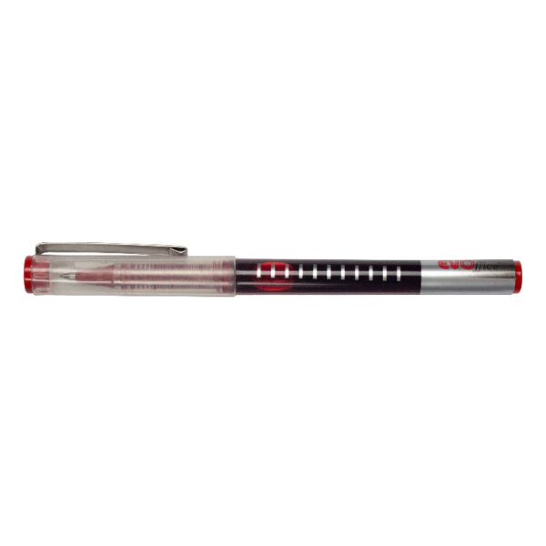 Roller pen cu clips metalic si nivel vizibil al cernelii 0,5mm EVOffice-rosu