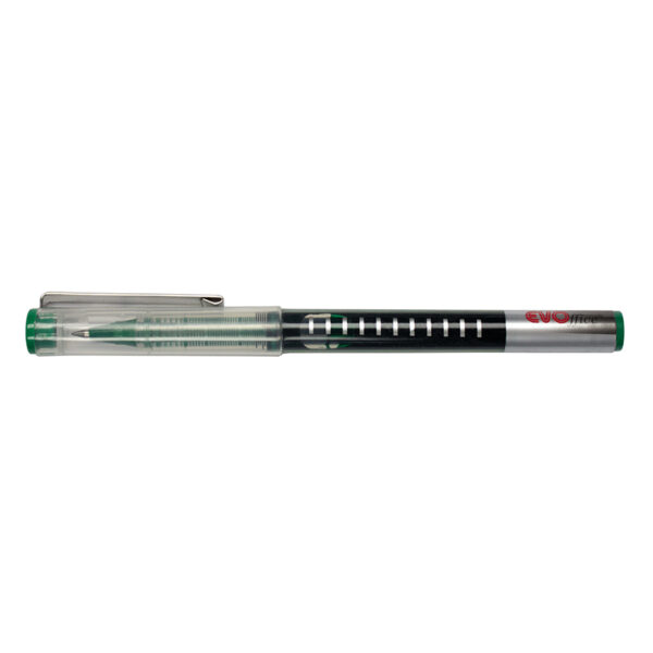 Roller pen cu clips metalic si nivel vizibil al cernelii 0,5mm EVOffice-verde