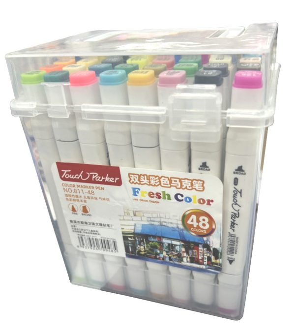 Set 48 carioci profesionale cu 2 capete, in cutie plastic