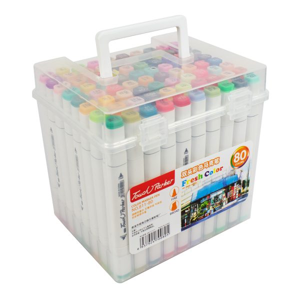 Set 80 carioci profesionale cu 2 capete,  in cutie plastic