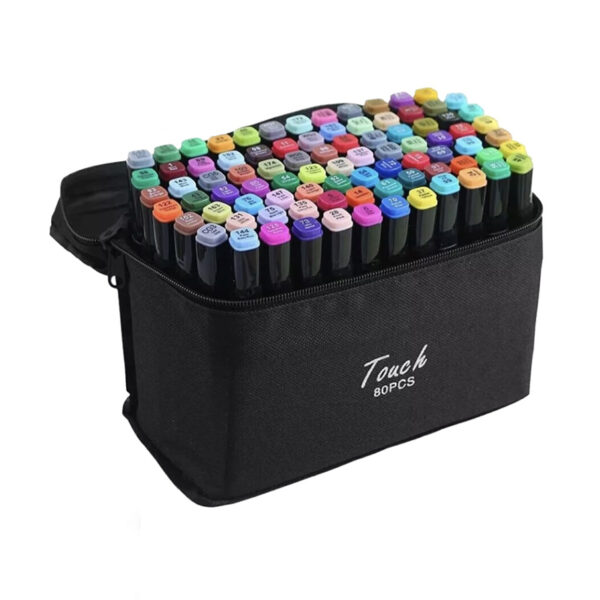 Set 80 de carioci profesionale, cu cerneala pe baza de alcool, 2 capete