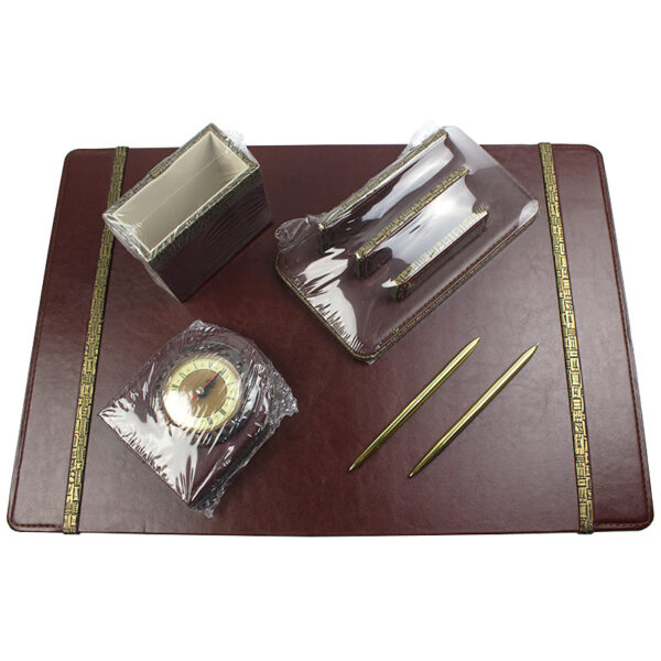 Set birou 9 piese imitatie piele  -maro