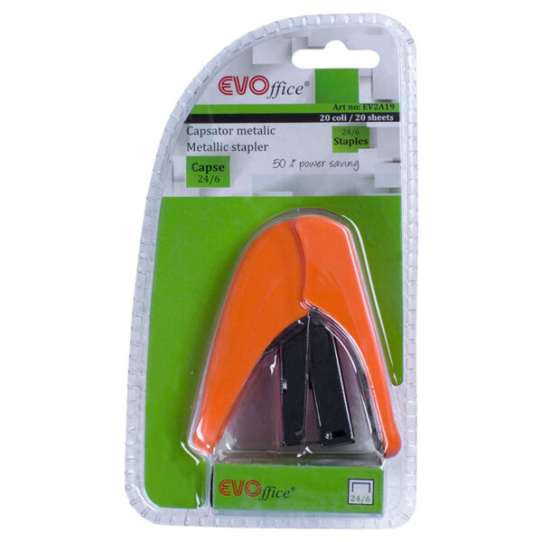 Set capsator metalic 24/6-26/6, 20coli,50% power saving  EVOffice -orange