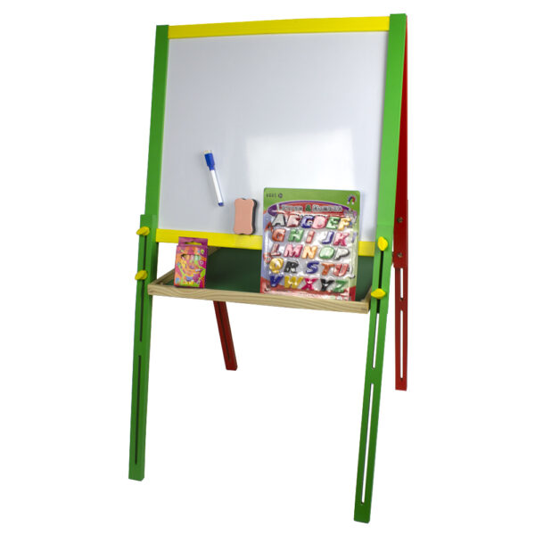 Set tabla magnetica pentru desen 45*52cm,cu rama lemn, stativ, suport si accesorii