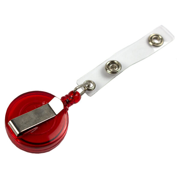 Snur retractabil cu clip pentru buzunar ecuson,plastic, diam32mm, l max 75cm - rosu
