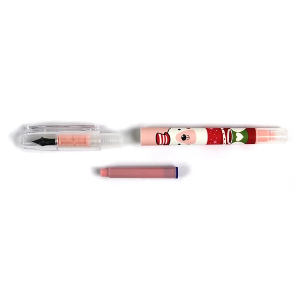 Stilou plastic scolar cu rezerva cerneala si pic corector No.358 - roz