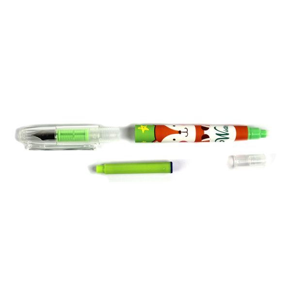 Stilou plastic scolar cu rezerva cerneala si pic corector No.358 - verde