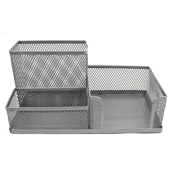 Suport metalic 2 compartimente instrumente scris si 1 compartiment cub hartie - gri