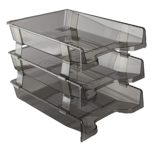 Tavite plastic suprapozabile fixe 3/set cu distantier Ark - fumuriu