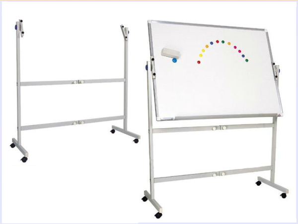 Whiteboard magnetic rotativ cu 2 fete, rama aluminiu si suport mobil 120x180 cm EVOffice - resigilat