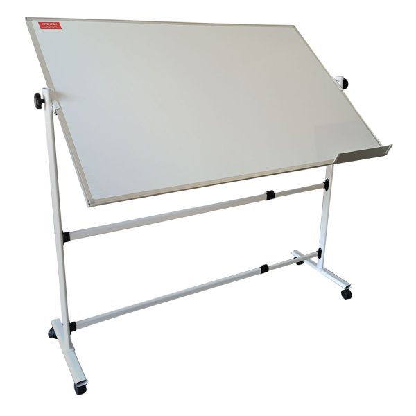 Whiteboard magnetic rotativ cu 2 fete, rama aluminiu si suport mobil 90*120 cm EVOffice - resigilat