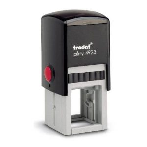 Imagine cu ștampila Trodat 4923 cu tușieră integrată, carcasă compactă și amprentă pătrată de 30x30 mm, potrivită pentru birouri și utilizare profesională.